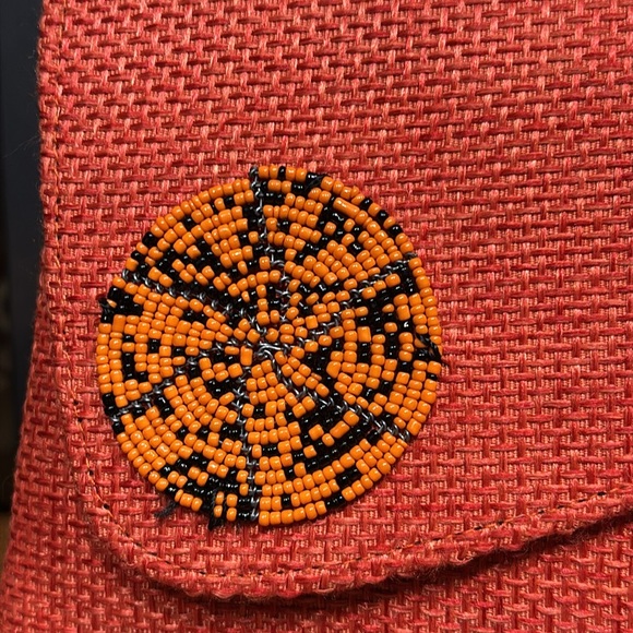 Handmade Clutch Orange and Black Textured Clutch with Asymmetrical Flap - Picture 2 of 10